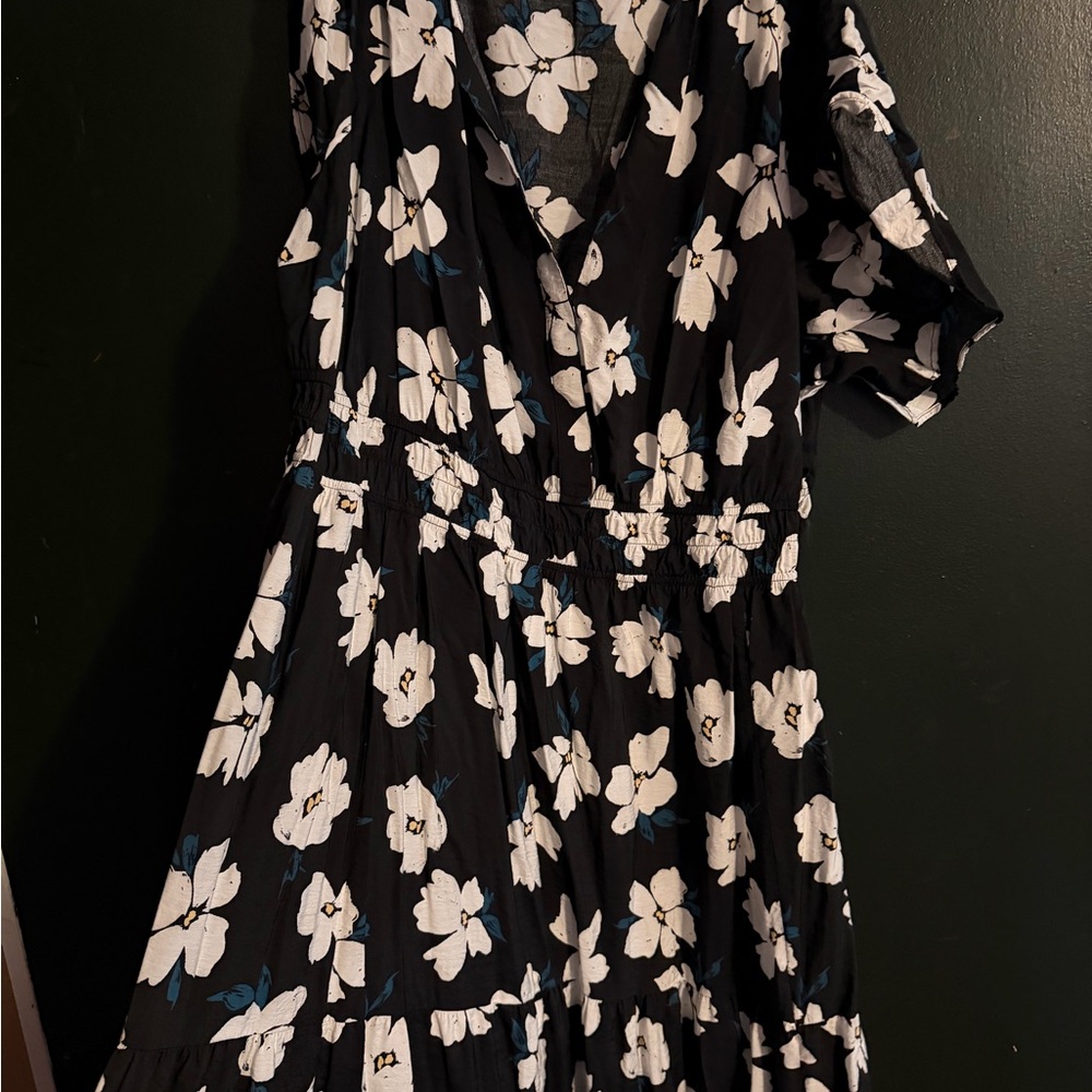 Torrid Black Dress with White Floral Pattern